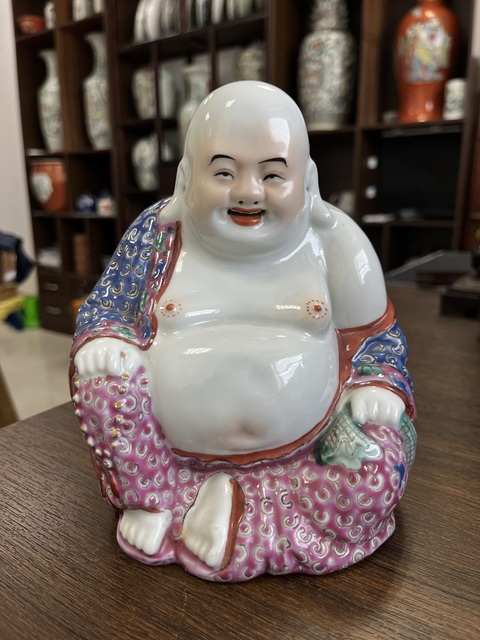 古玩陶瓷粉彩彌勒笑佛拍賣,當前價格5500元