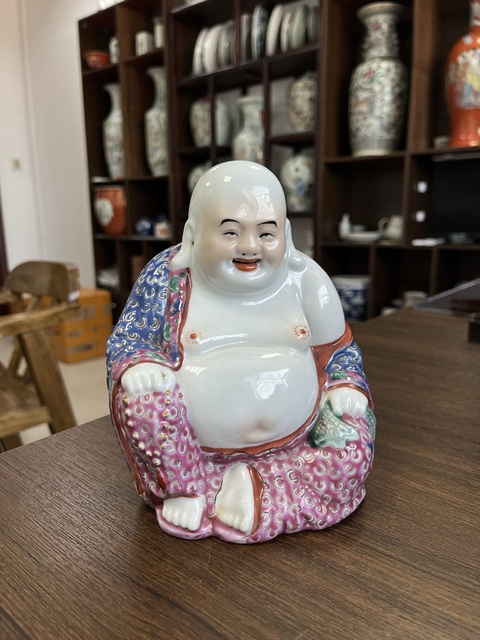 古玩陶瓷粉彩彌勒笑佛拍賣,當前價格5500元