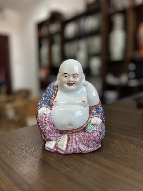 古玩陶瓷粉彩彌勒笑佛拍賣,當前價格5500元