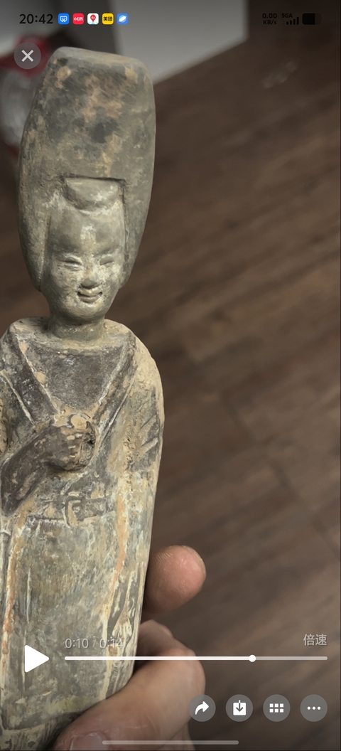 古玩陶瓷灰陶人物俑，模糊，偏老真品鑒賞圖