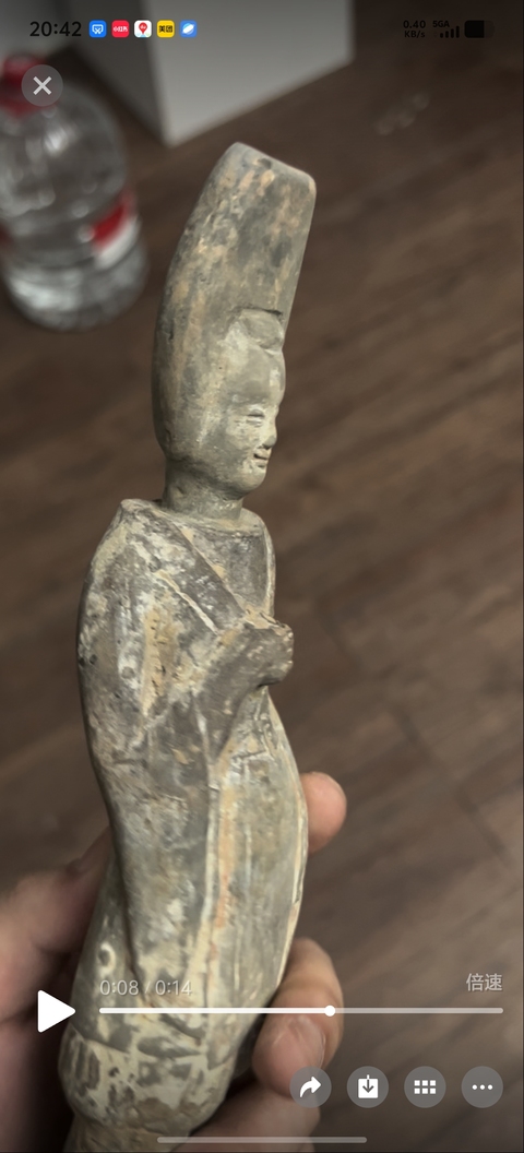 古玩陶瓷灰陶人物俑，模糊，偏老真品鑒賞圖