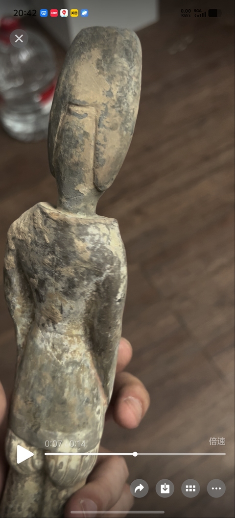 古玩陶瓷灰陶人物俑，模糊，偏老真品鑒賞圖