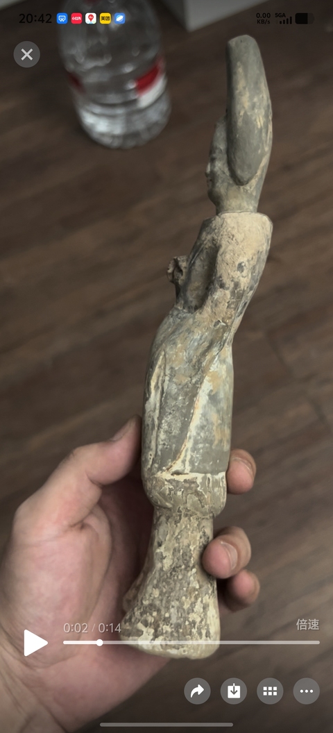 古玩陶瓷灰陶人物俑，模糊，偏老真品鑒賞圖