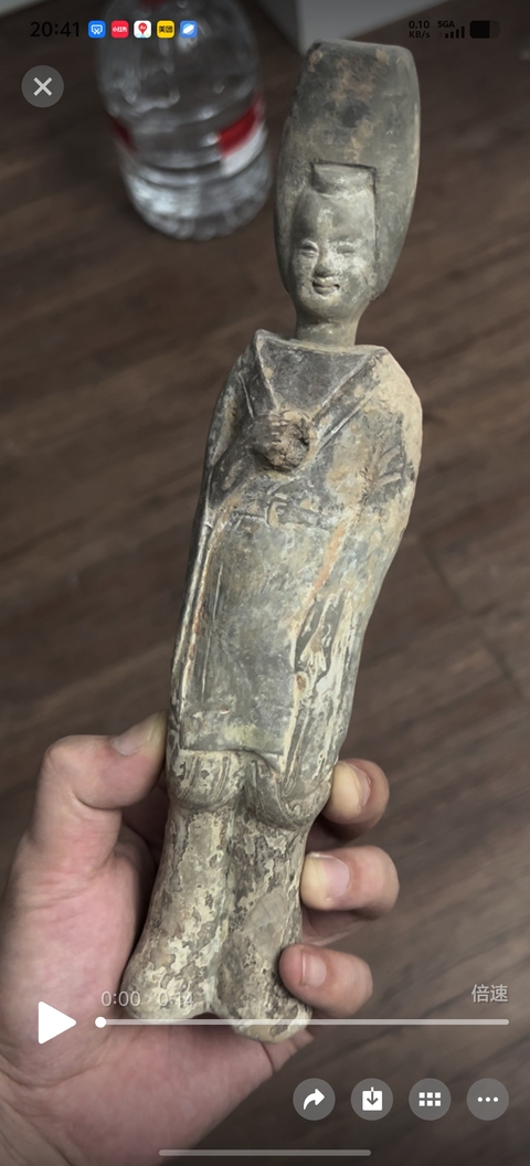 古玩陶瓷灰陶人物俑，模糊，偏老真品鑒賞圖