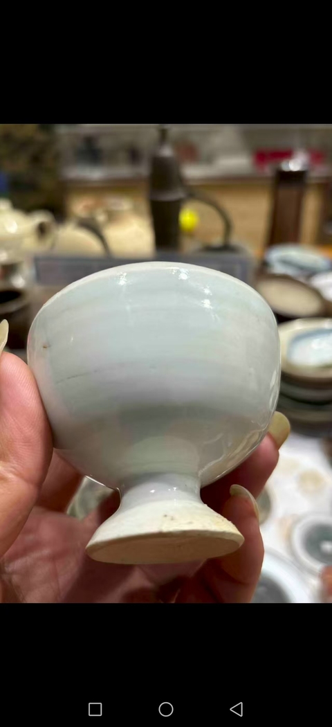 古玩陶瓷建寧窯青白釉高足杯真品鑒賞圖
