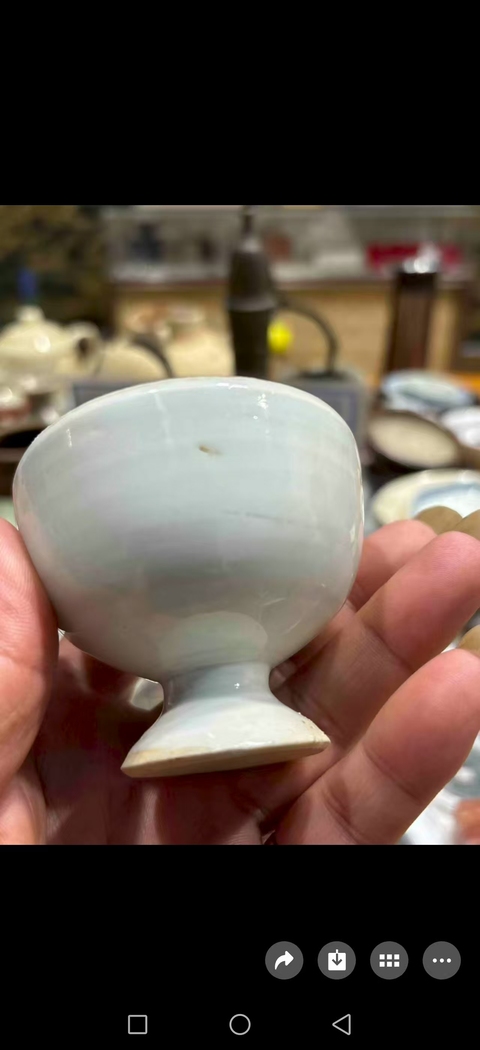 古玩陶瓷建寧窯青白釉高足杯真品鑒賞圖
