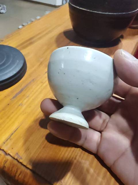 古玩陶瓷建寧窯青白釉高足杯真品鑒賞圖