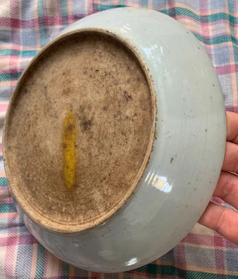 古玩陶瓷青花釉里紅魚藻紋盤真品鑒賞圖