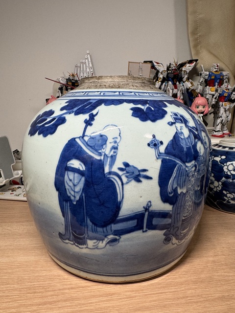 古玩陶瓷青花人物故事罐真品鑒賞圖