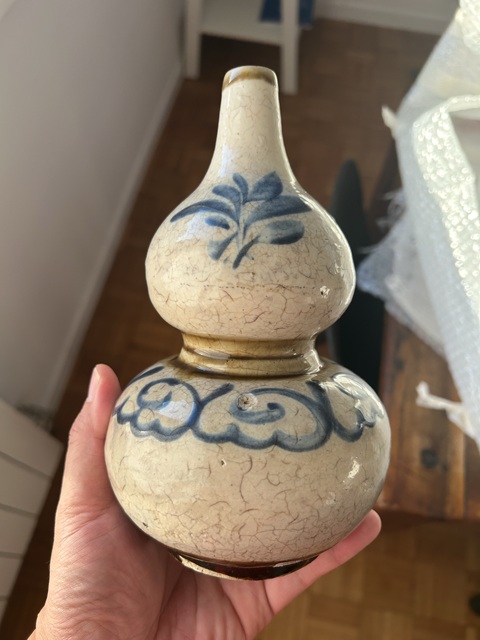古玩陶瓷磁州窯青花卉紋葫蘆瓶真品鑒賞圖