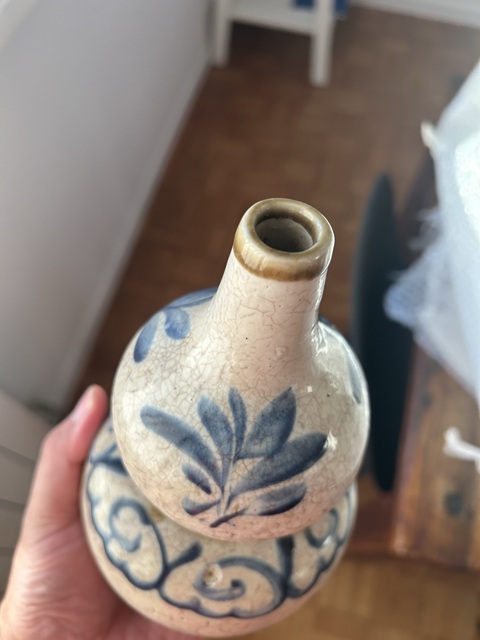 古玩陶瓷磁州窯青花卉紋葫蘆瓶真品鑒賞圖