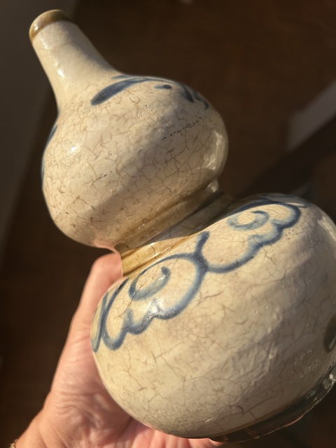 古玩陶瓷磁州窯青花卉紋葫蘆瓶真品鑒賞圖