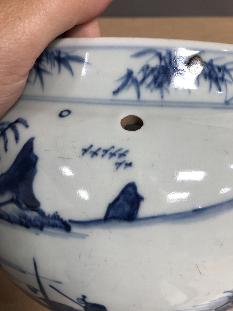 古玩陶瓷偏復窯，清康熙風格山水高士圖粥罐真品鑒賞圖