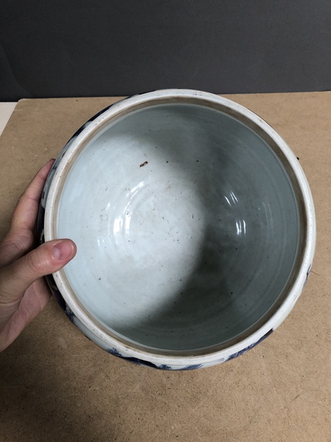 古玩陶瓷偏復窯，清康熙風格山水高士圖粥罐真品鑒賞圖