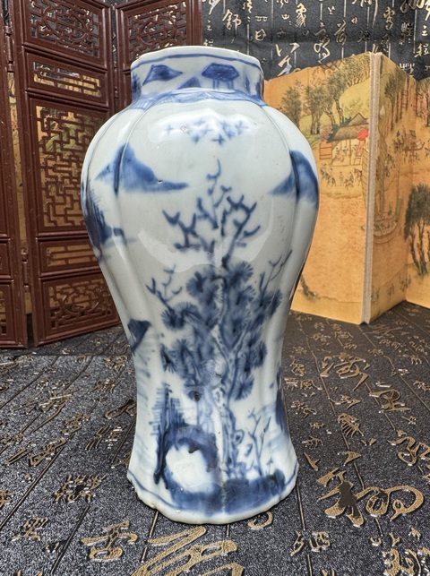 古玩陶瓷清康熙 青花山水紋瓶拍賣,當前價格2680元
