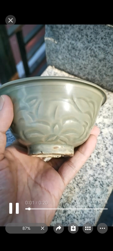 古玩陶瓷耀州窯青釉碗真品鑒賞圖