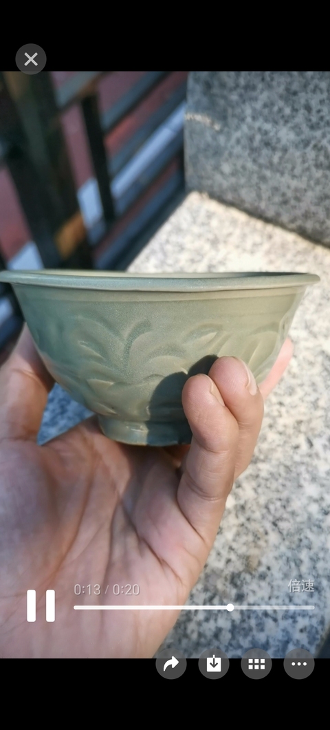 古玩陶瓷耀州窯青釉碗真品鑒賞圖