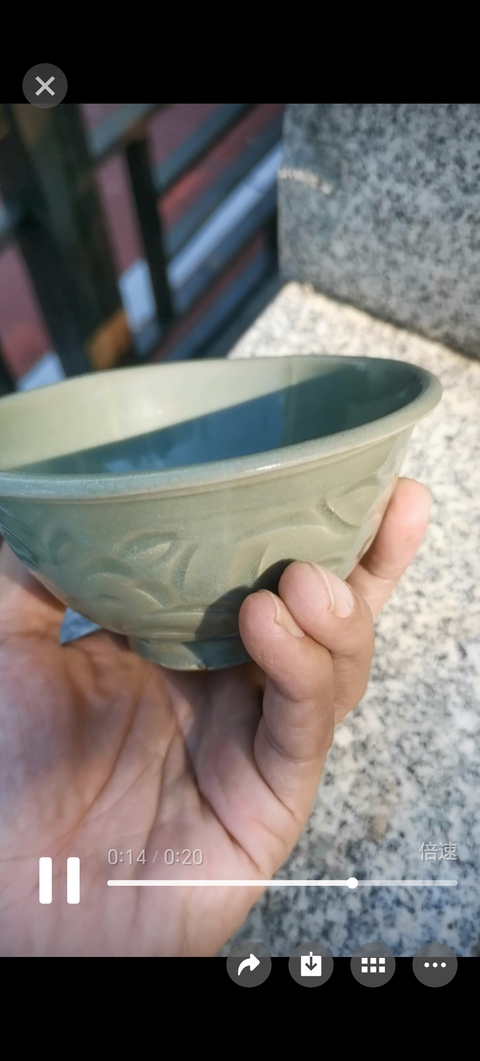 古玩陶瓷耀州窯青釉碗真品鑒賞圖