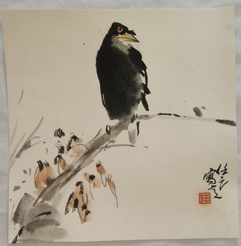 古玩字畫國(guó)畫大師張立辰入室弟子中美協(xié)會(huì)員任之枝頭鳴禽拍賣，當(dāng)前價(jià)格699元