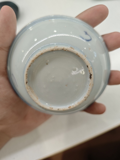 古玩陶瓷青花鐵線描花卉紋淺碗真品鑒賞圖