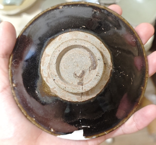 古玩陶瓷黑釉鐵銹斑斗笠盞真品鑒賞圖