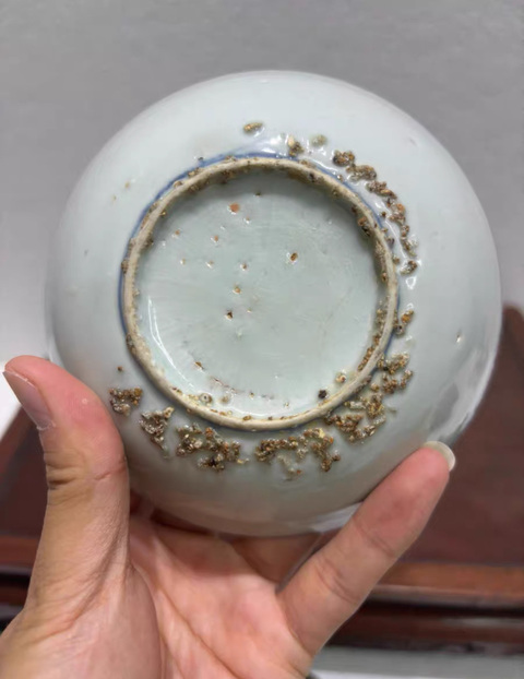 古玩陶瓷青花犀牛望月紋盤真品鑒賞圖