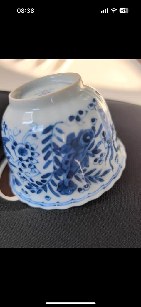 古玩陶瓷 八方來財魚藻紋青花杯盤真品鑒賞圖