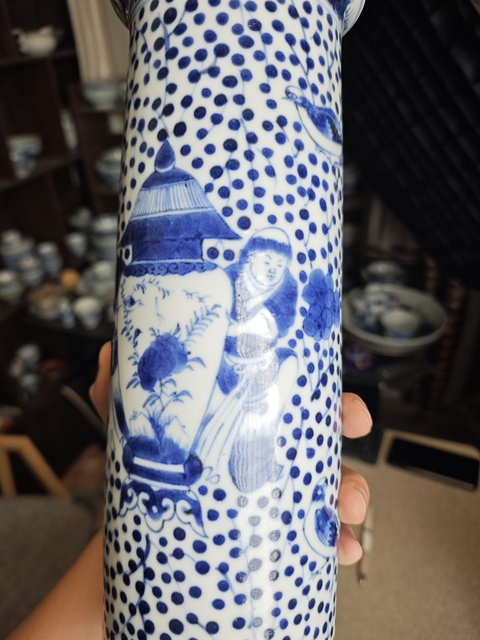 古玩陶瓷晚清青花花觚真品鑒賞圖
