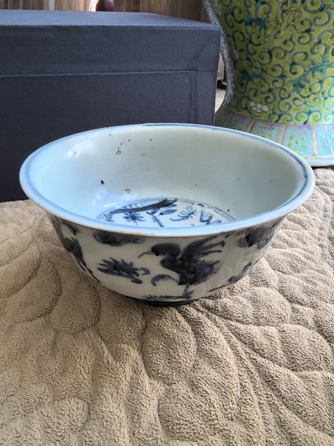 古玩陶瓷明中期青花鹿鶴同春紋碗拍賣,當(dāng)前價格9999元