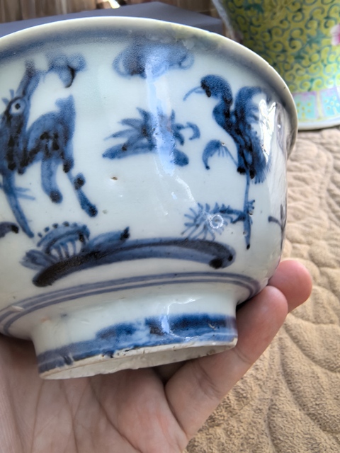 古玩陶瓷明中期青花鹿鶴同春紋碗拍賣,當(dāng)前價格9999元
