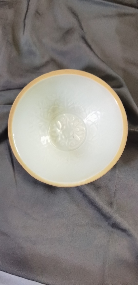 古玩陶瓷青白釉花卉紋斗笠碗真品鑒賞圖