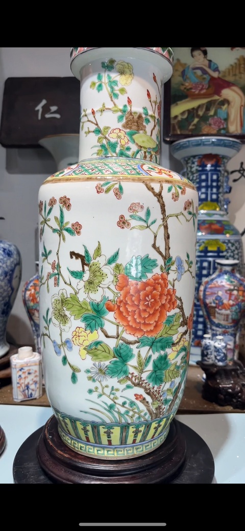 古玩陶瓷粉彩棒槌瓶真品鑒賞圖