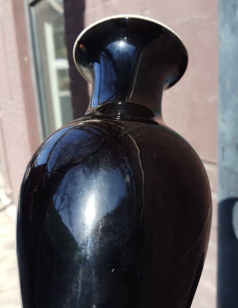 古玩陶瓷烏金釉觀音瓶真品鑒賞圖