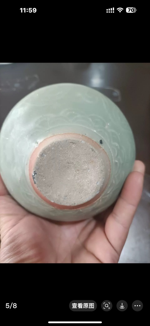 古玩陶瓷元代龍泉窯印花罐真品鑒賞圖