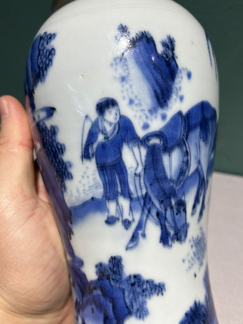 古玩陶瓷青花人物故事紋蓮子罐真品鑒賞圖