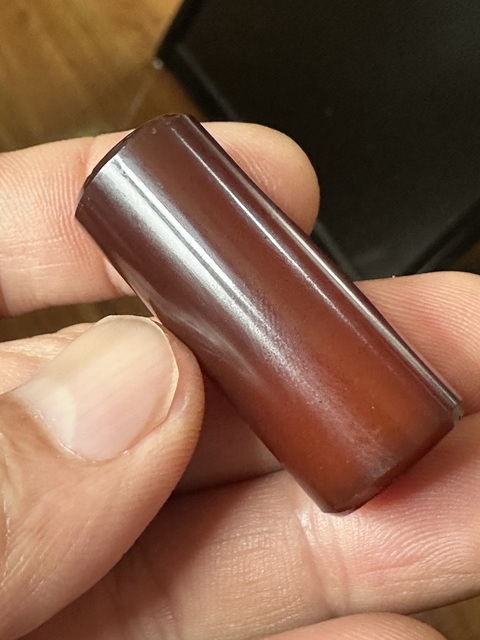 古玩玉器瑪瑙筒珠真品鑒賞圖
