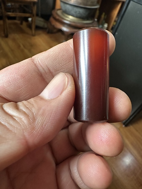 古玩玉器瑪瑙筒珠真品鑒賞圖