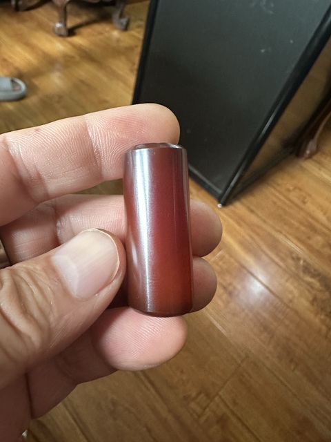 古玩玉器瑪瑙筒珠真品鑒賞圖