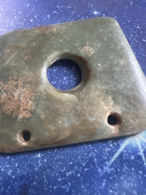 古玩玉器仿古三孔方形璧真品鑒賞圖