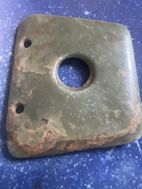 古玩玉器仿古三孔方形璧真品鑒賞圖
