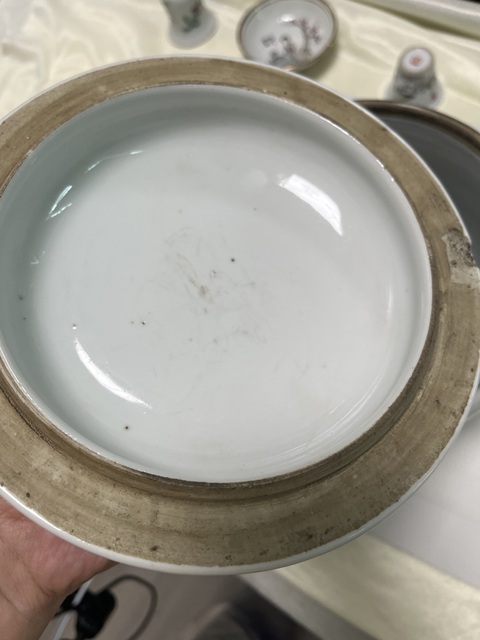 古玩陶瓷粉彩花鳥花卉紋四系粥罐真品鑒賞圖