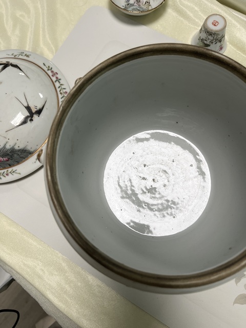 古玩陶瓷粉彩花鳥花卉紋四系粥罐真品鑒賞圖