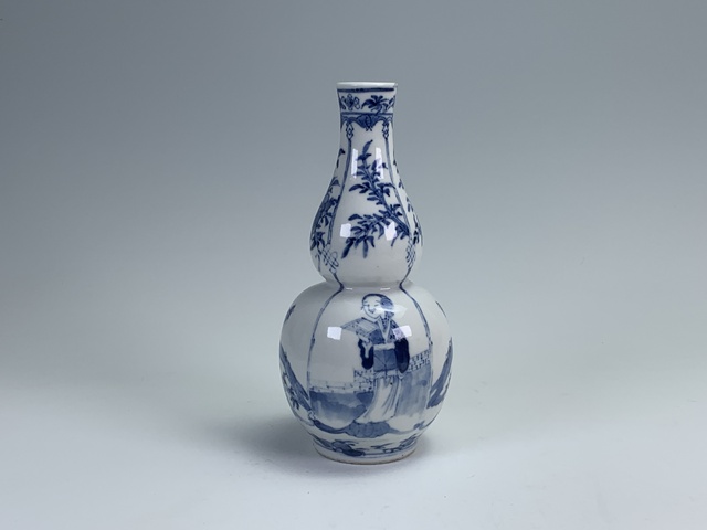 古玩陶瓷清光緒·青花人物花鳥紋葫蘆瓶拍賣,當前價格3192元
