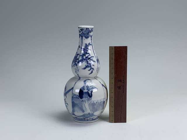古玩陶瓷清光緒·青花人物花鳥紋葫蘆瓶拍賣,當前價格3192元