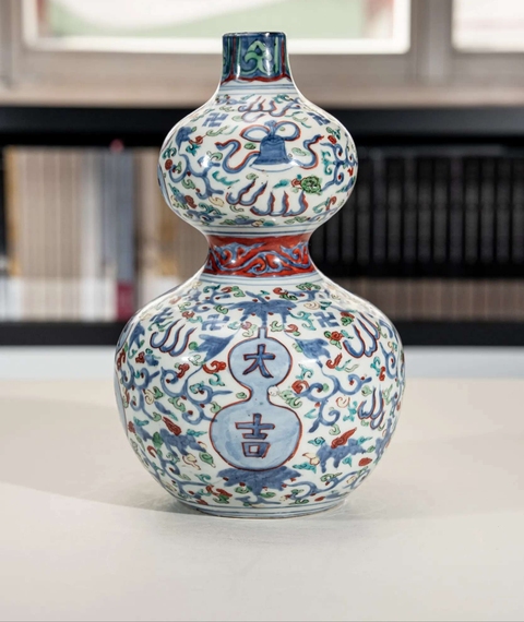古玩陶瓷青花五彩葫蘆瓶真品鑒賞圖