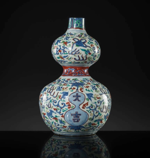 古玩陶瓷青花五彩葫蘆瓶真品鑒賞圖