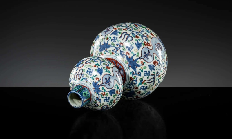 古玩陶瓷青花五彩葫蘆瓶真品鑒賞圖