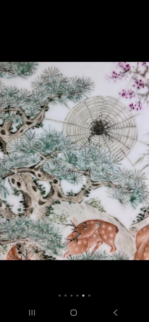 古玩陶瓷淺絳彩十八路諸侯瓷板畫真品鑒賞圖