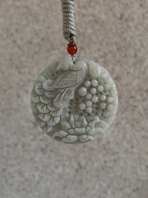 古玩玉器天然翡翠雕“花鳥牌”真品鑒賞圖