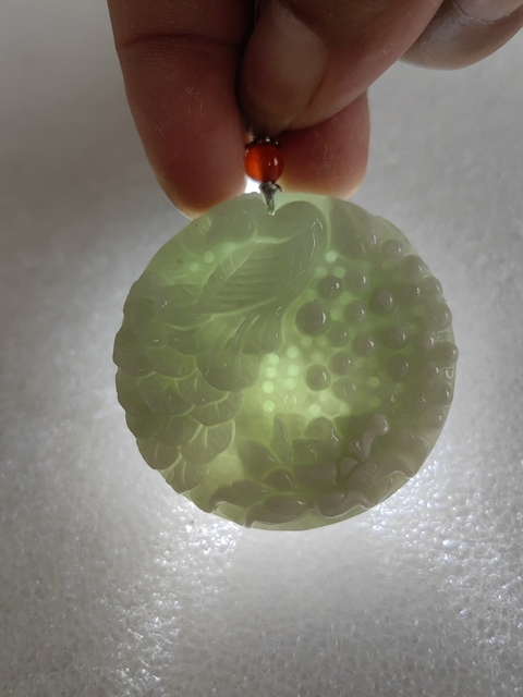 古玩玉器天然翡翠雕“花鳥牌”真品鑒賞圖
